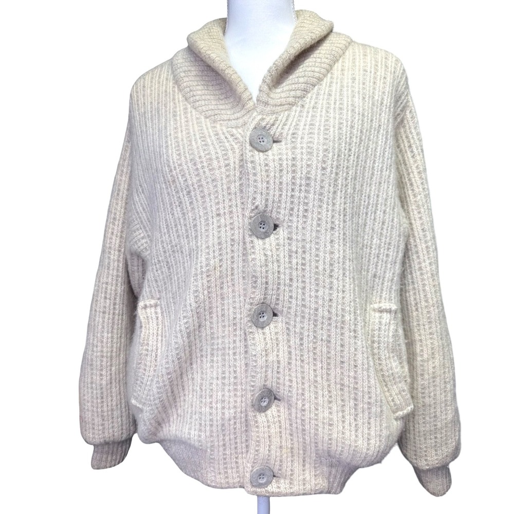 Vintage Iceland Wool Cardigan Mens M Shawl Collar Lined Hilda Ltd